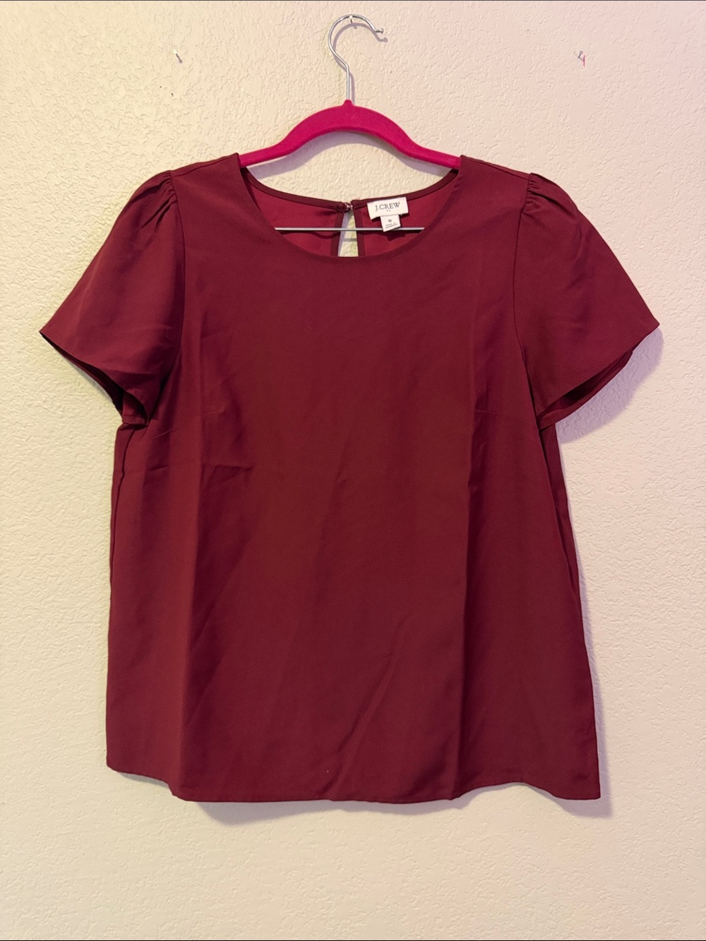 J. Crew Short Sleeve Crewneck Top in Wine
